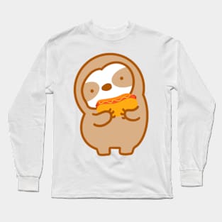 Easily Distracted By Hot Dog Sloth Long Sleeve T-Shirt